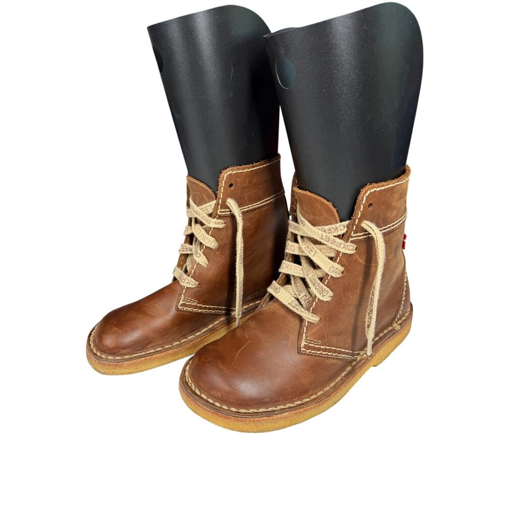DUCK FEET BOOTS SZ 7 Faborg Lace Leather Upper Crepe Soles Cocoa Handcrafted